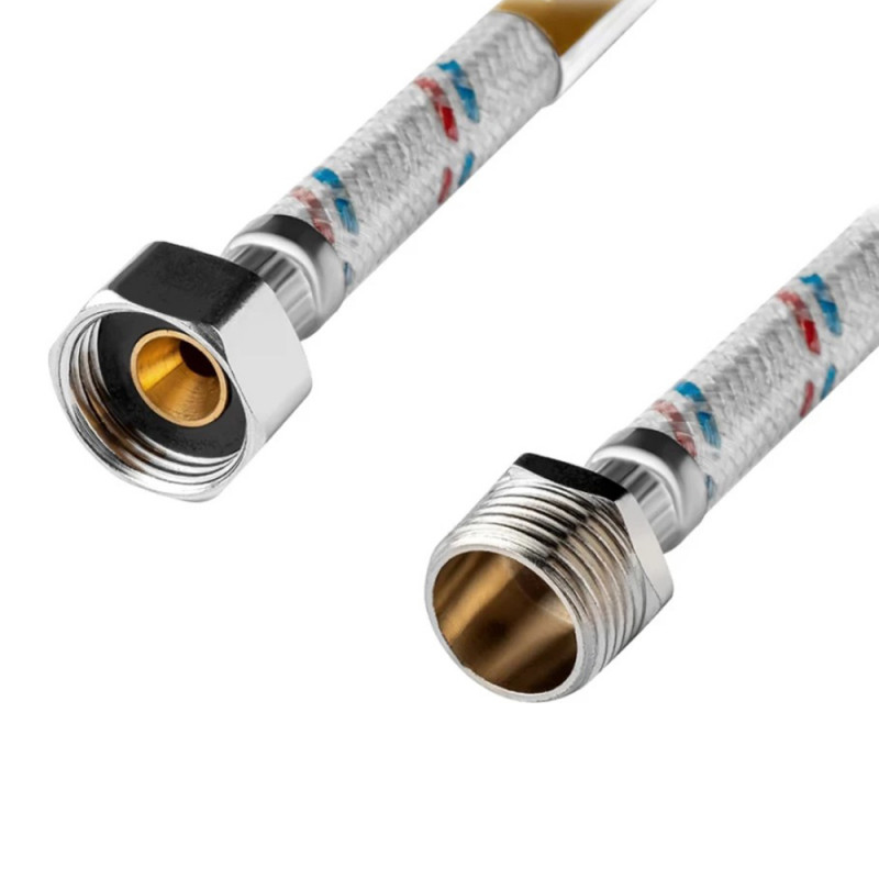 Гнучка підводка для підключення води Kroner KRM-20 1/2"х1/2" ВЗ в нейлоновому обплетенні покритому ПВХ