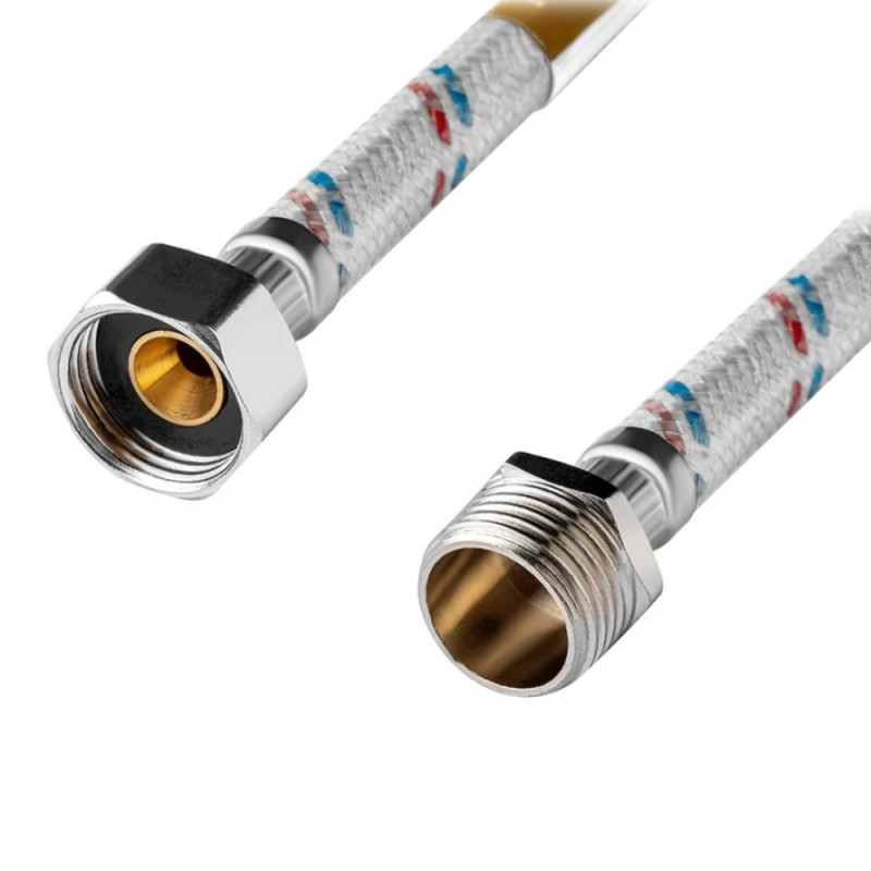 Гнучка підводка для підключення води Kroner KRM-60 1/2"х1/2" ВЗ в нейлоновому обплетенні покритому ПВХ