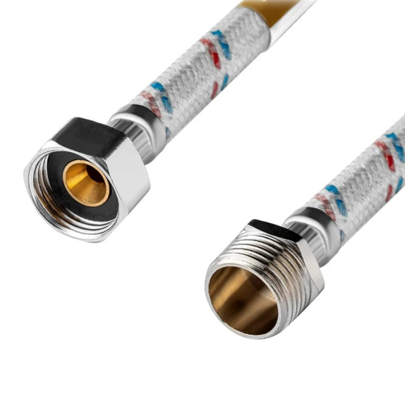 Гнучка підводка для підключення води Kroner KRM-80 1/2"х1/2" ВЗ в нейлоновому обплетенні покритому ПВХ