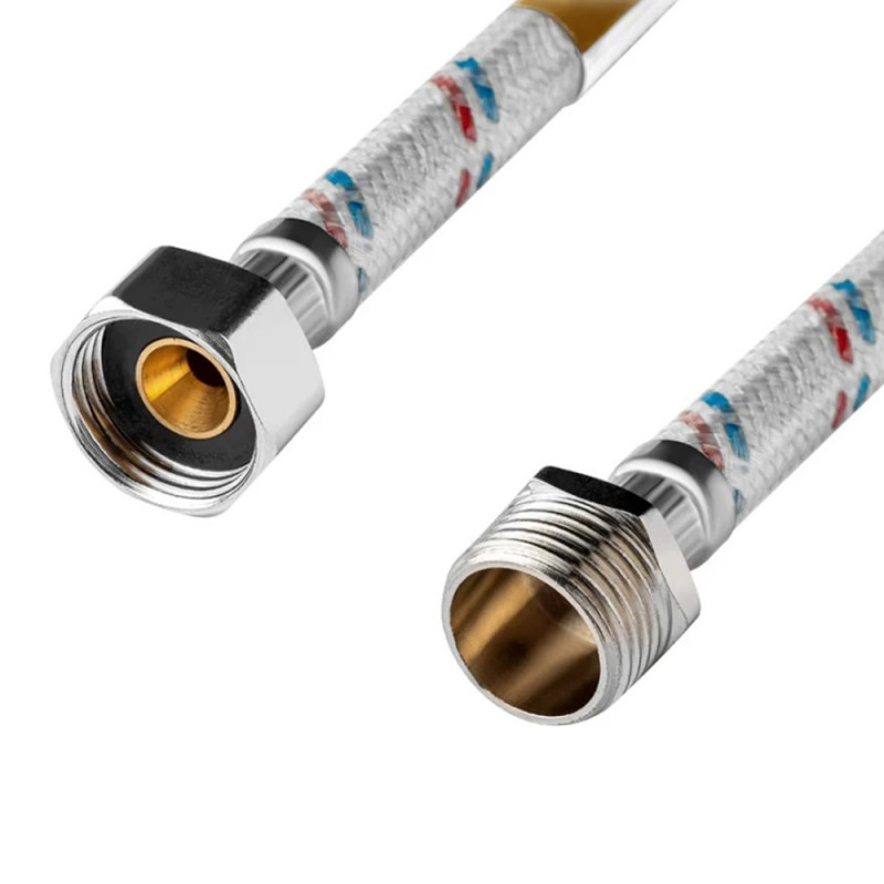 Гнучка підводка для підключення води Kroner KRM-100 1/2"х1/2" ВЗ в нейлоновому обплетенні покритому ПВХ