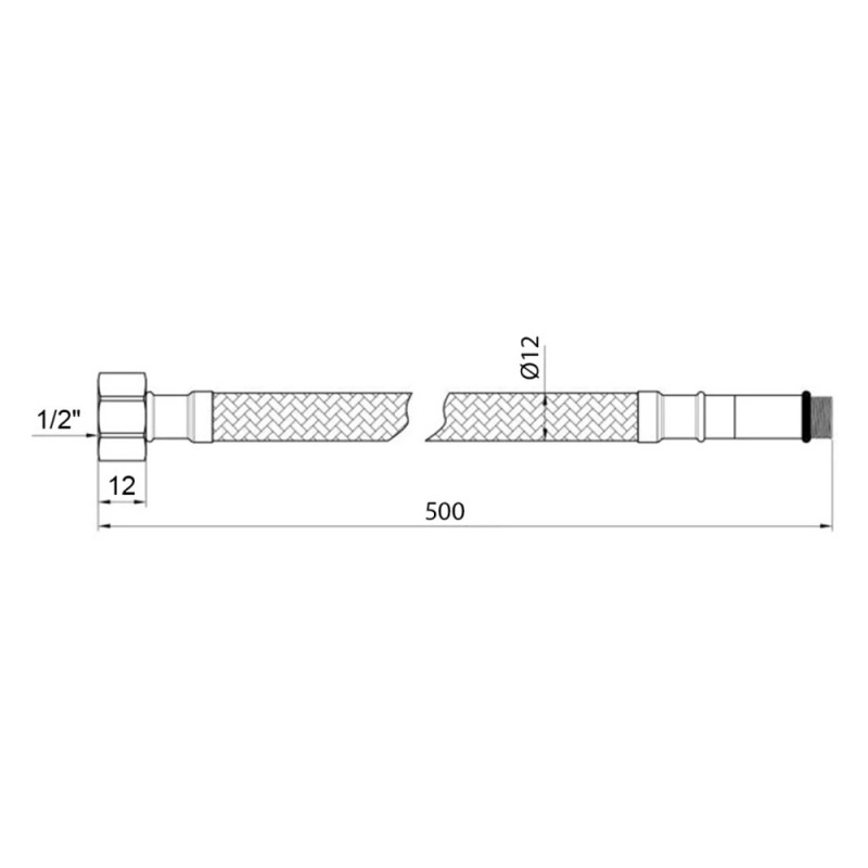 Гнучка підводка для підключення змішувача Kroner KRP - 50 1/2"хМ10 в обплетенні з нержавіючої сталі (пара)