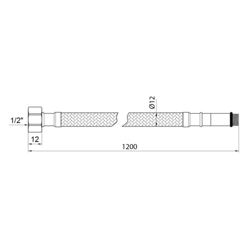 Гнучка підводка для підключення змішувача Kroner KRP - 120 1/2"хМ10 в обплетенні з нержавіючої сталі (пара)