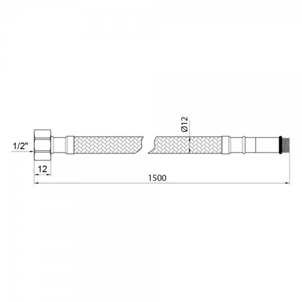 Гнучка підводка для підключення змішувача Kroner KRP - 150 1/2"хМ10 в обплетенні з нержавіючої сталі (пара)