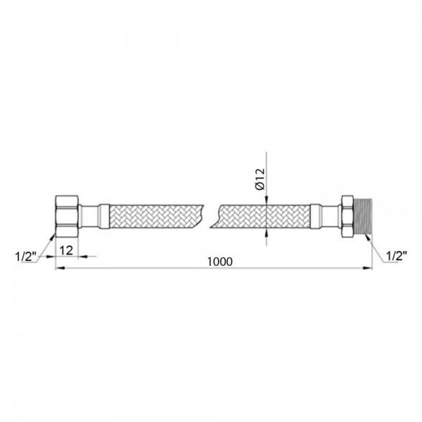 Гнучка підводка для підключення води Kroner KRP-100 1/2"х1/2" ВЗ в обплетенні з нержавіючої сталі