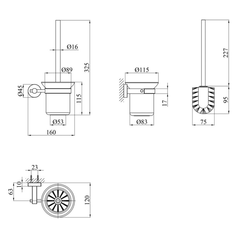 Йоржик для унітазу настінний Kroner KRP Edelstahl Klassisch - ESG3710
