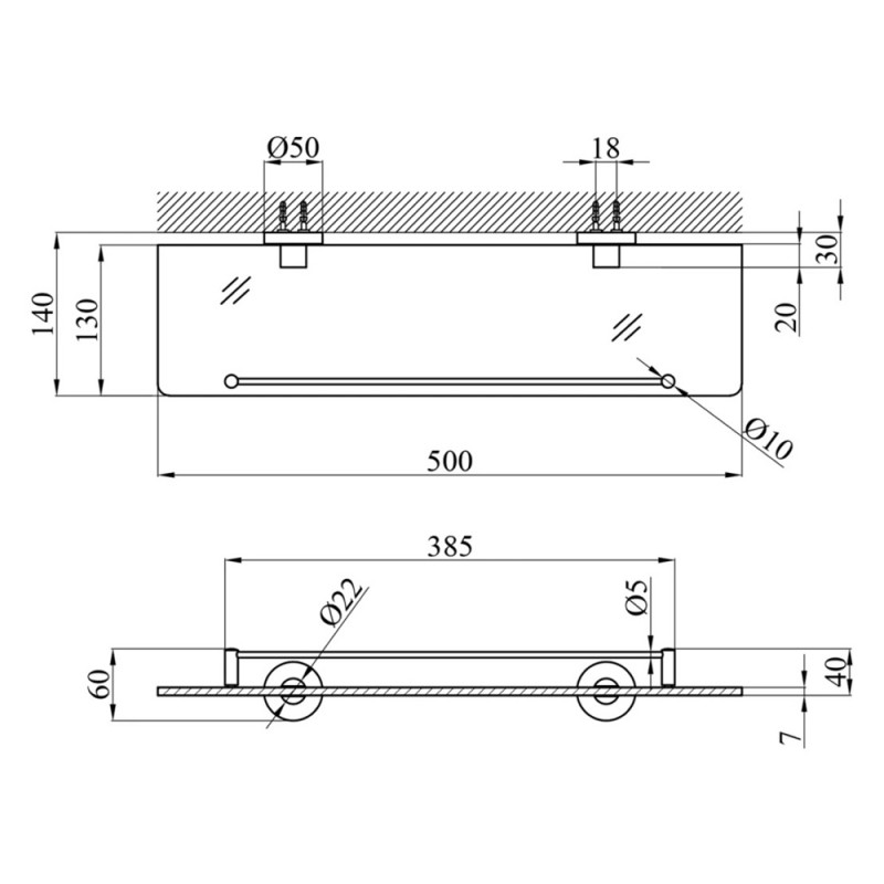 Полиця для ванної кімнати Kroner KRP Edelstahl Klassisch - ESG3707