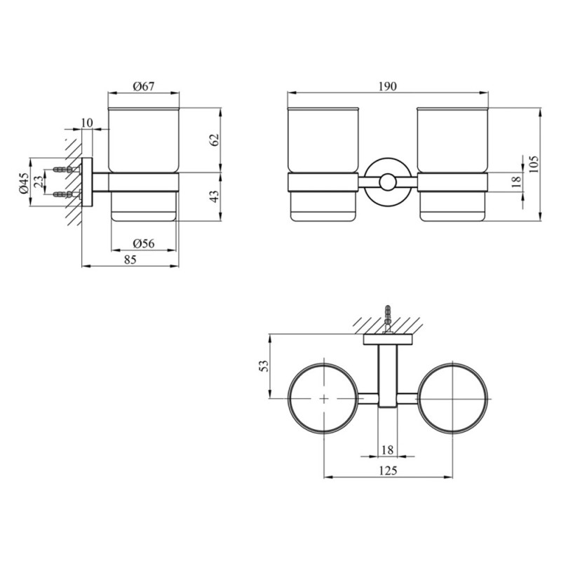 Склянка подвійна для ванної кімнати Kroner KRP Edelstahl Klassisch - ESG3708