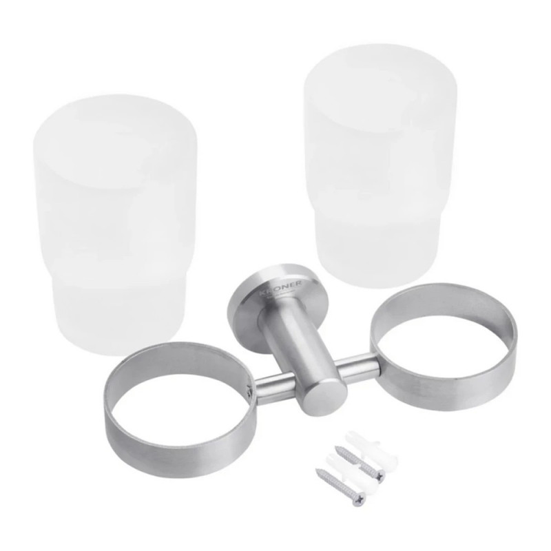 Склянка подвійна для ванної кімнати Kroner KRP Edelstahl Klassisch - ESG3708