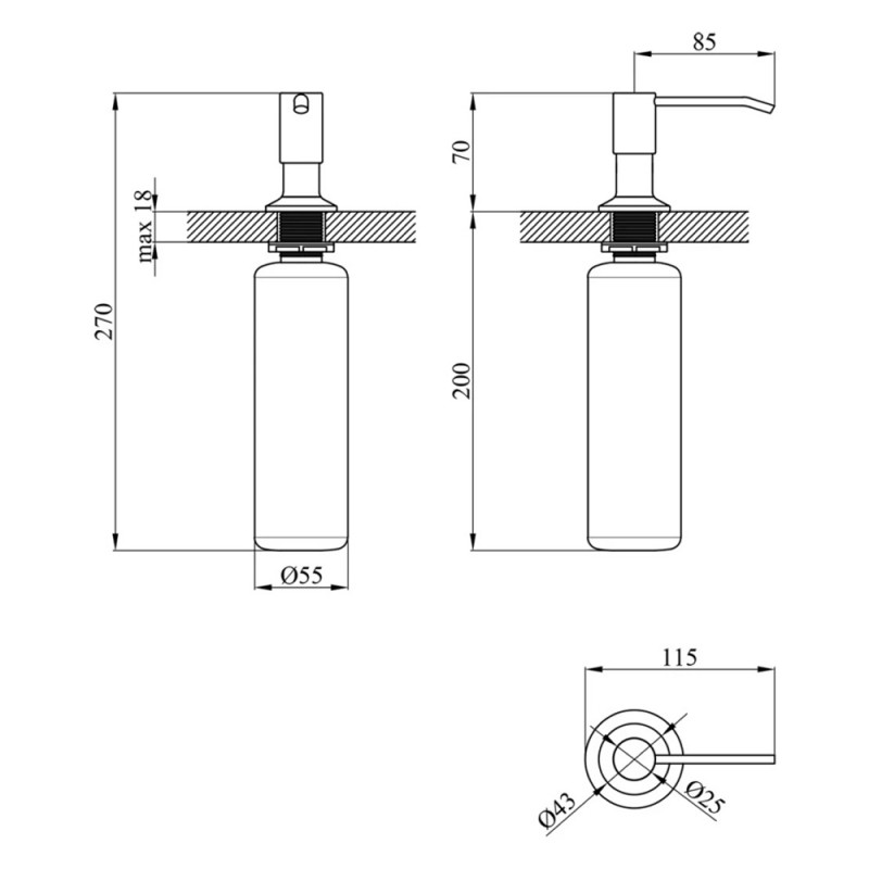Дозатор для миючого засобу Kroner KRP Spender - 026