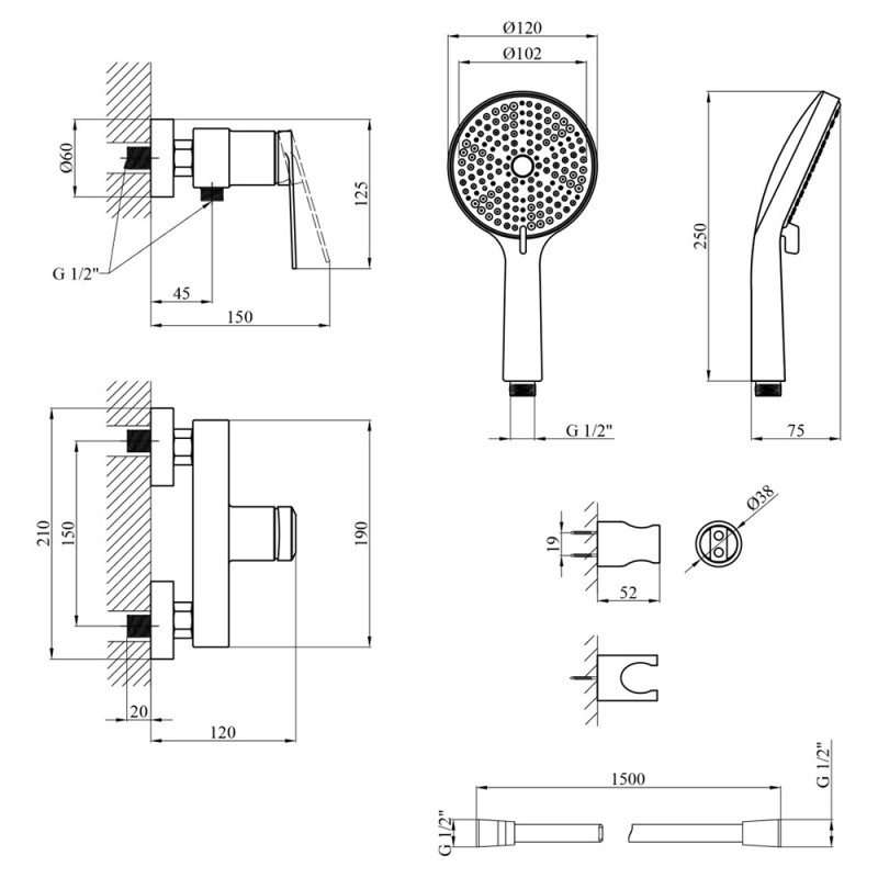 Змішувач для душу Kroner Element 211411-5301