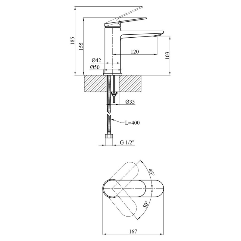 Змішувач для раковини Kroner Element 211110-3801