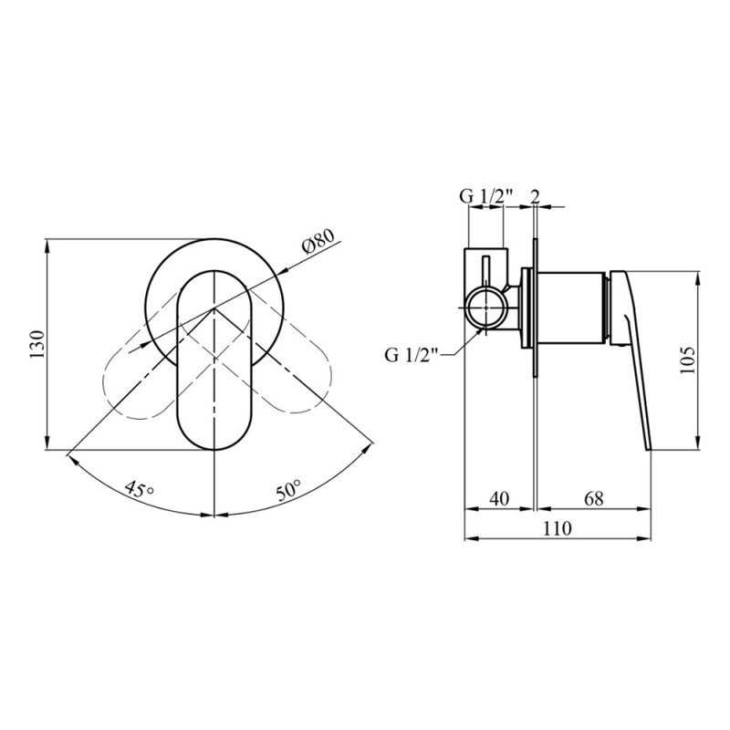Змішувач прихованого монтажу для душу Kroner Element 211433-0101